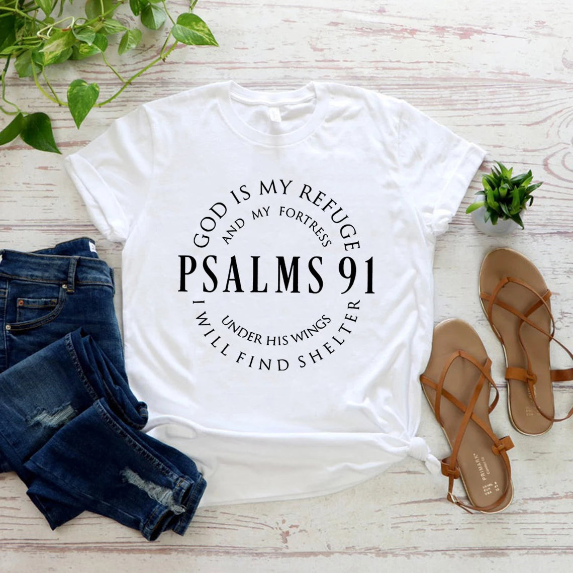 Deus é meu refúgio – Camiseta feminina Salmos 91