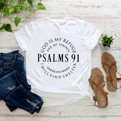 Deus é meu refúgio – Camiseta feminina Salmos 91