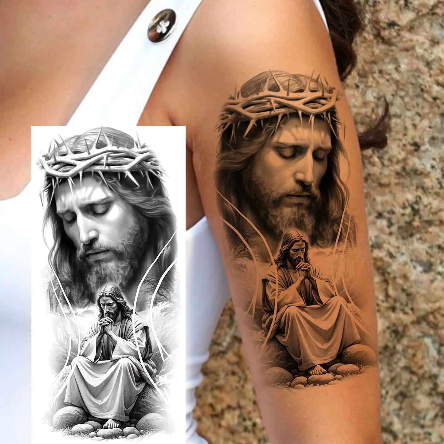 Jesus Fake Tattoo Sleeve Sticker 