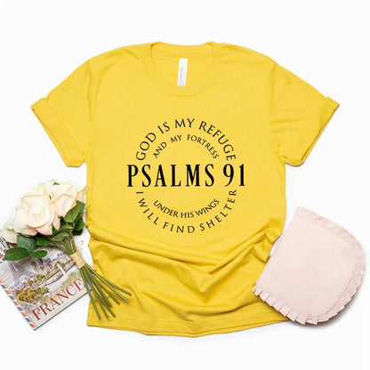 Deus é meu refúgio – Camiseta feminina Salmos 91
