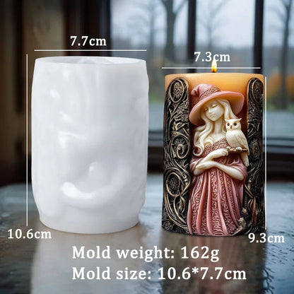 Witch and Skull Pillar Candle