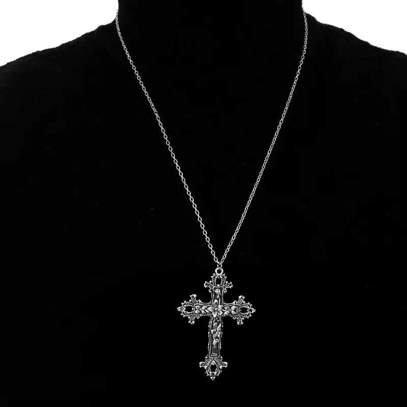 Ornate Gothic Cross Pendant Necklace