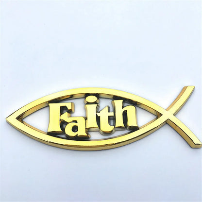 Emblema Cristão Cromado Peixe JESUS