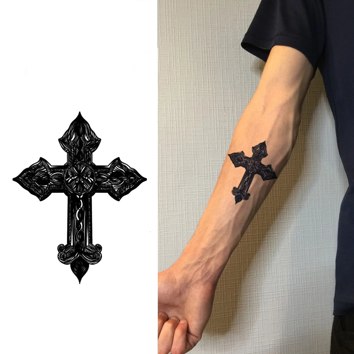Ornate Cross Temporary Tattoo