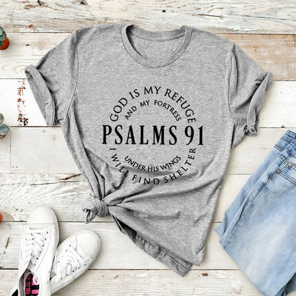 Deus é meu refúgio – Camiseta feminina Salmos 91