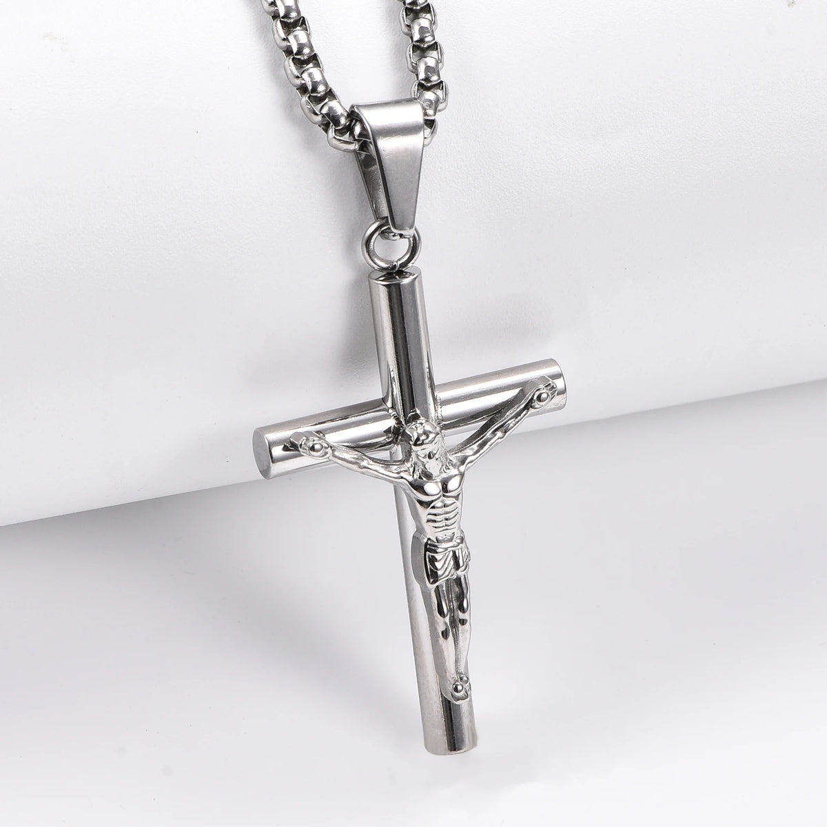 Stainless Steel Crucifix Necklace with 50 cm Chain