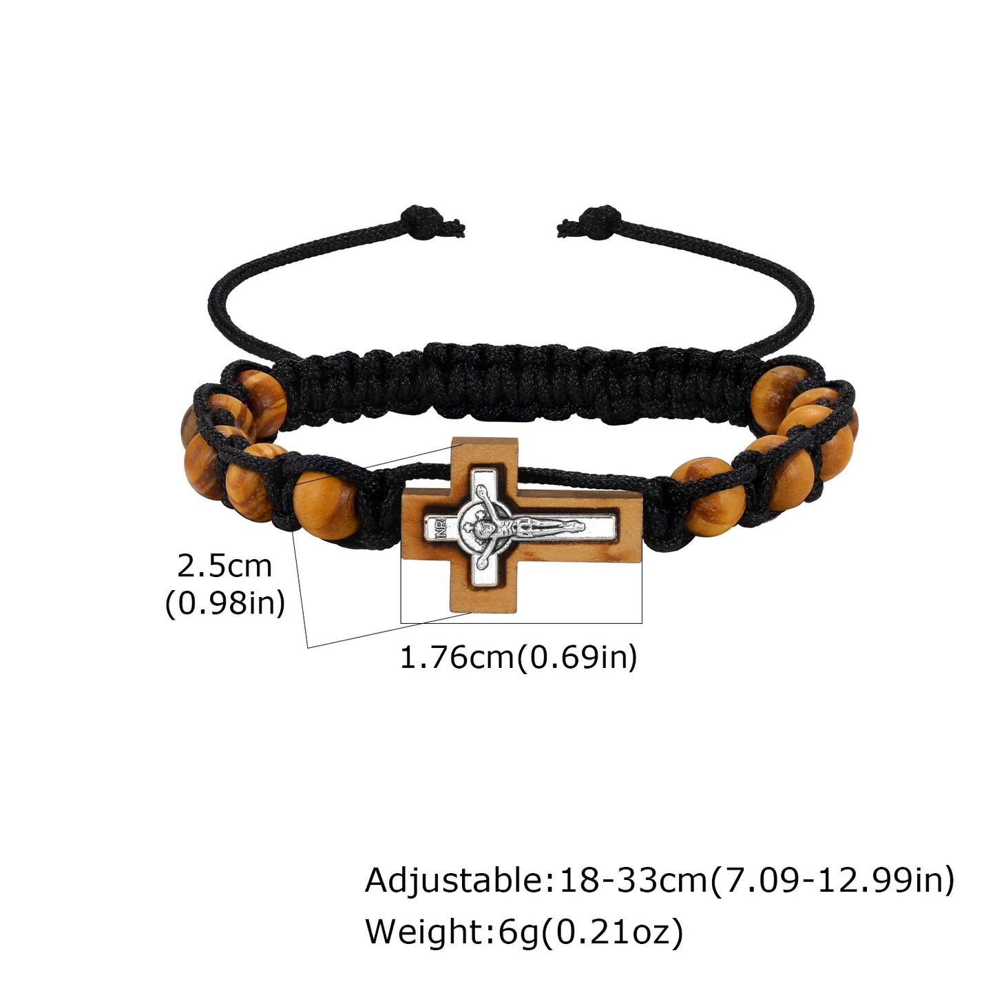 Pulseira Cruzada com Contas de Madeira