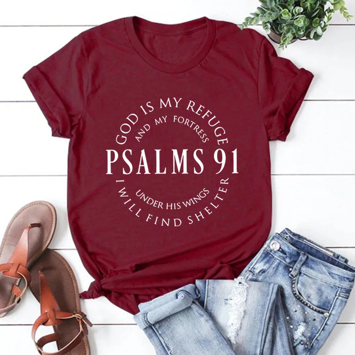 Deus é meu refúgio – Camiseta feminina Salmos 91