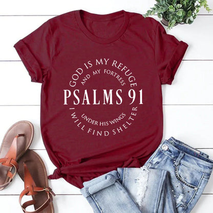 Deus é meu refúgio – Camiseta feminina Salmos 91