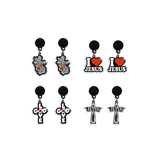 Minimalist Cross Dangle Hoop Earrings