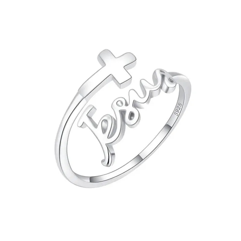 Open-Band Jesus Cross Ring