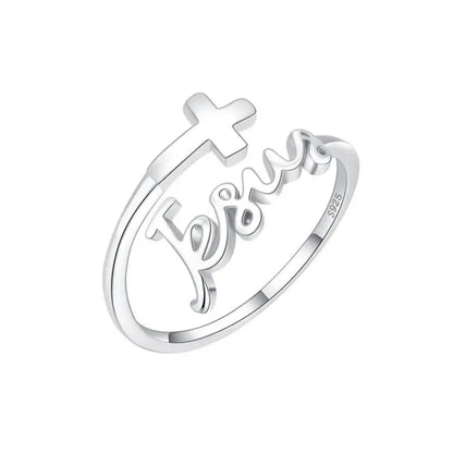 Open-Band Jesus Cross Ring