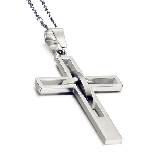 1. Collana da uomo vintage con doppio ciondolo a croce cavo in acciaio inossidabile, collana con croce, ciondolo in fibra di carbonio, regalo