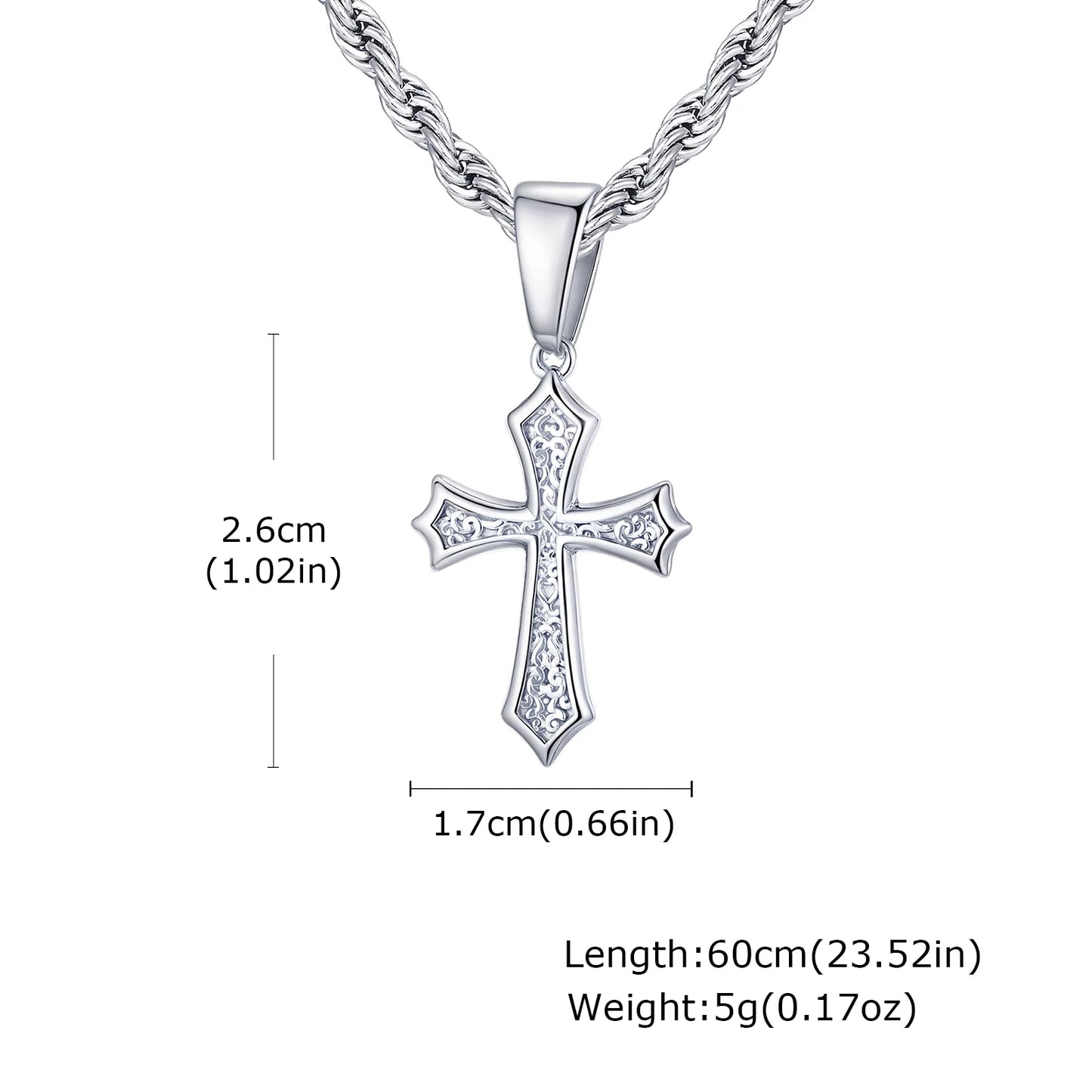 Ornate Textured Cross Pendant Necklace