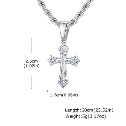 Ornate Textured Cross Pendant Necklace