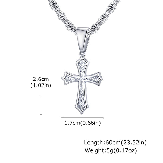 Ornate Textured Cross Pendant Necklace